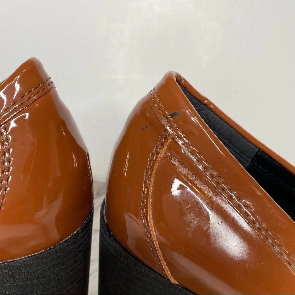 New! Blondo Josie Cognac Patent Heeled Loafer 11